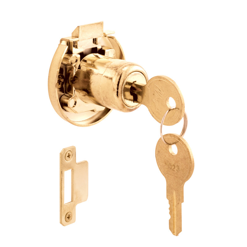 Brass Spring-Loaded Keyed, Surface Mount Cabinet Lock