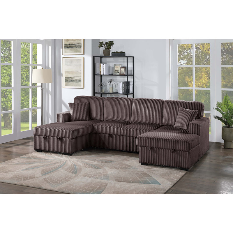 Canapé modulaire convertible revêtu de velours côtelé