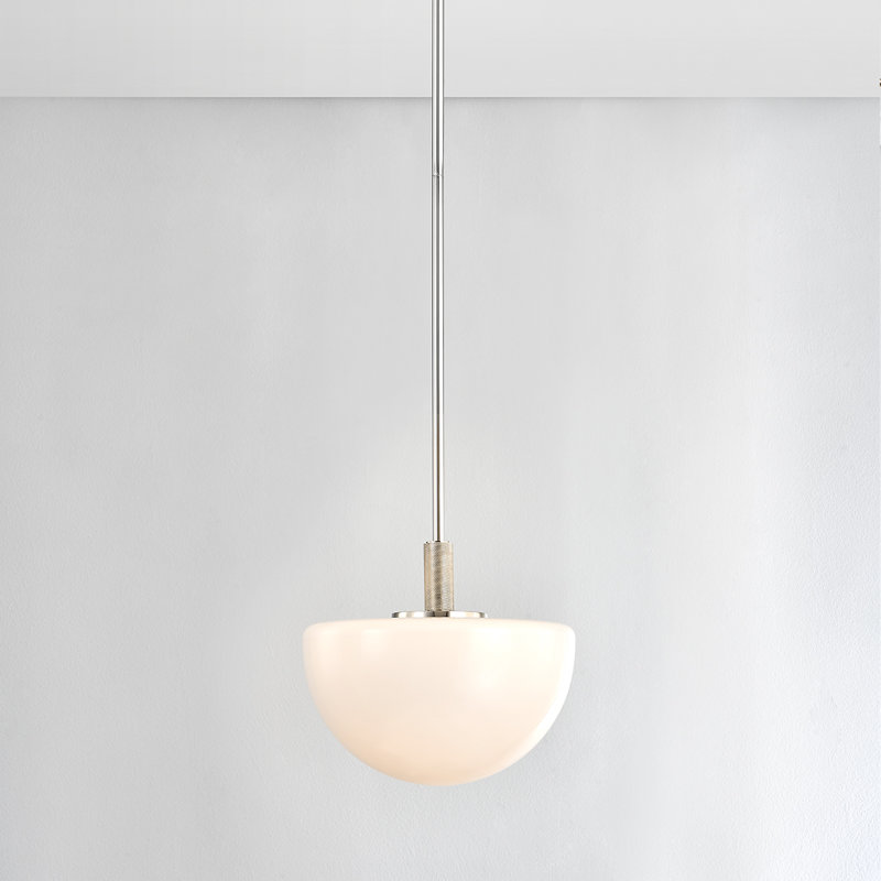 LETHBRIDGE 1 LIGHT PENDANT, 15" H x 11" W x 11" D, Polished Nickel