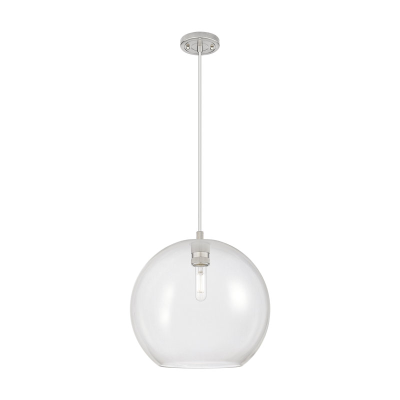 Kehlani - Luminaire suspendu à cordon 1 lumière 12 po Athens, H 128,75 po x l 11,75 po x P 11,75 po, Nickel satiné