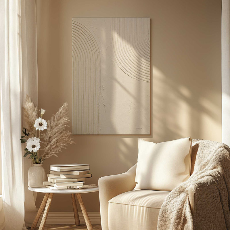 Echoed Curves in Beige I Canvas Print, 18" H x 12" W x 1.25" D, Wrapped Canvas