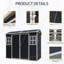 Remise de rangement extérieure 8 pi x 4 pi, plastique, noir, avec plancher, deux fenêtres, porte double, pour jardin, patio, cour, pelouse, construction robuste, protection, bouches d'aération, remise en plastique noire à installation rapide