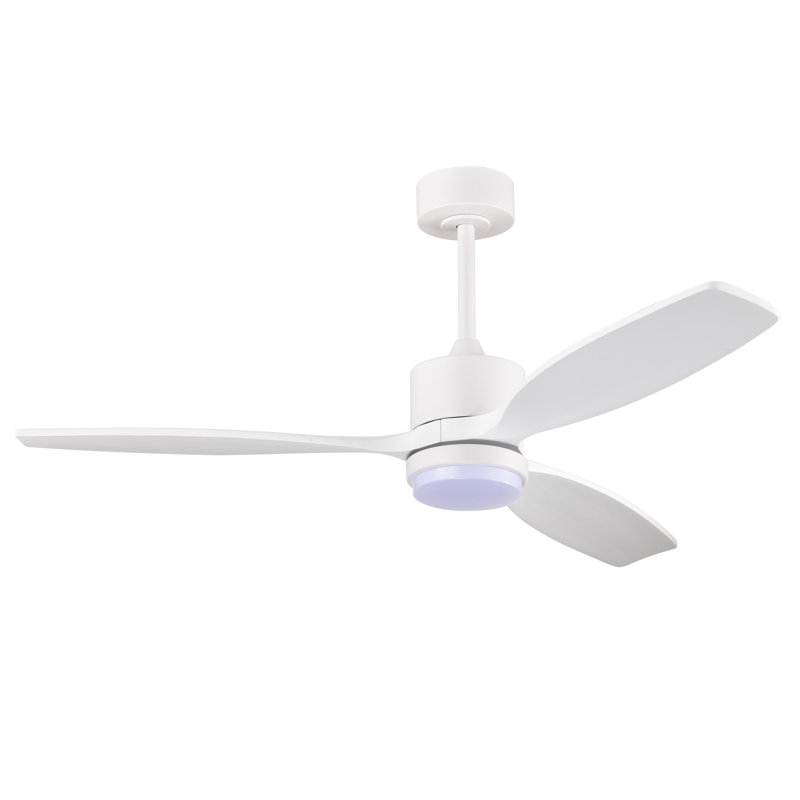 Yerma 52-inch Solid Wood And Metal Lighted Ceiling Fan With Led Lighting, White