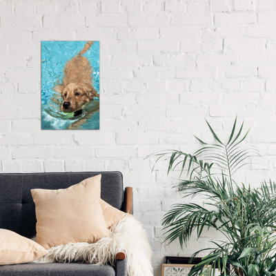 Golden Retriever Fetching - Wrapped Canvas Print