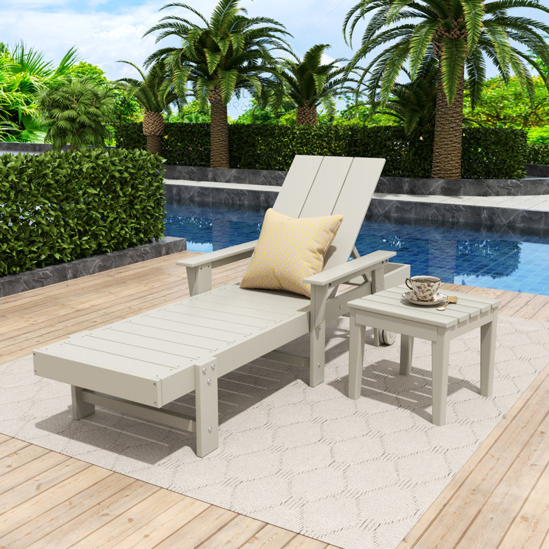 Joubert Outdoor Chaise Lounge Set with Table, Sand