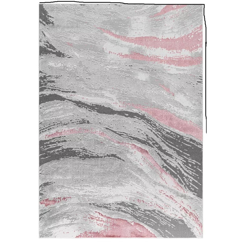 Abstract Flatweave Shag Area Rug, Rectangle 60 x 110 cm