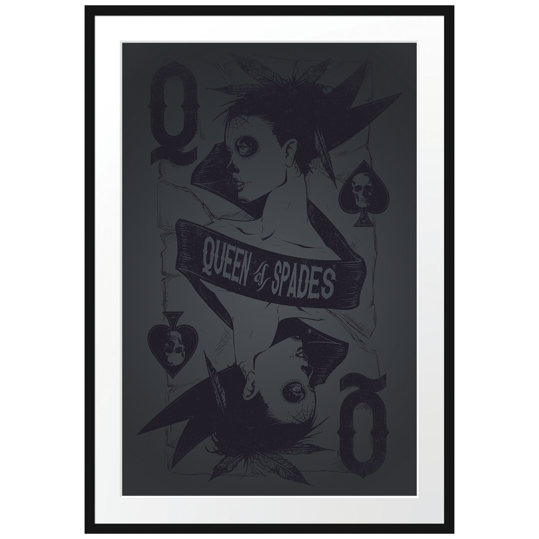 Gerahmtes Poster Queen Of Spades Black