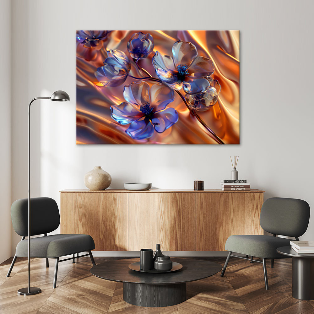 Leinwanddruck, Glasblumen auf goldenem Hintergrund - Wrapped Canvas Print