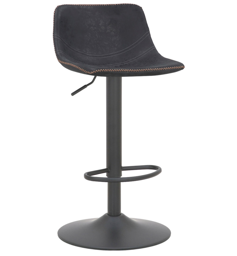 Yasmine Swivel Upholstered Faux Leather Adjustable Height Bar Stool with Steel Frame