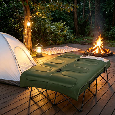 Ensemble de lit de camp portatif pour 2 personnes avec sac de couchage, matelas gonflable, coussins et sac de transport, doux et confortable pour les vacances à la plage
