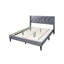 Lit double avec revêtement en velours gris élégant, tête de lit de style moderne, pas de sommier tapissier contemporain avec motif géométrique idéal pour la détente dans la chambre à coucher