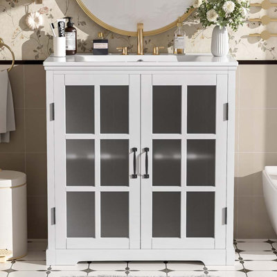 Meuble-lavabo de salle de bain avec lavabo en céramique