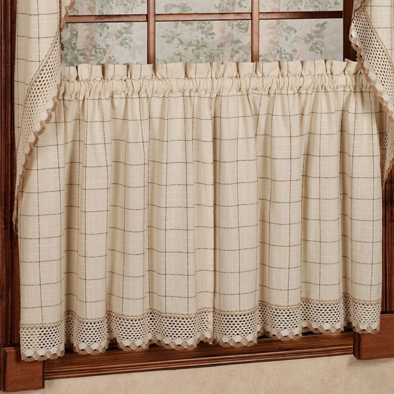 Burrigan Cotton Plaid Cabin/Cottage Cafe Curtain, 24" L x 60" W, Toast