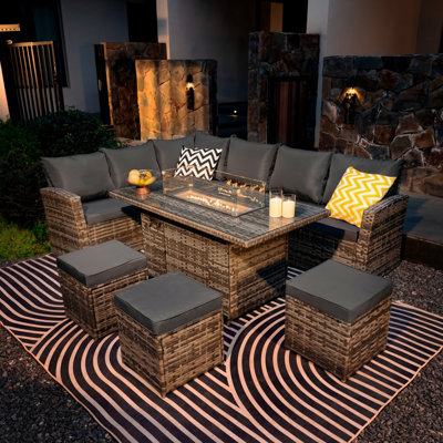 Rosen 9 Seater Left Facing Corner Sofa Fir Pit Table Sets 