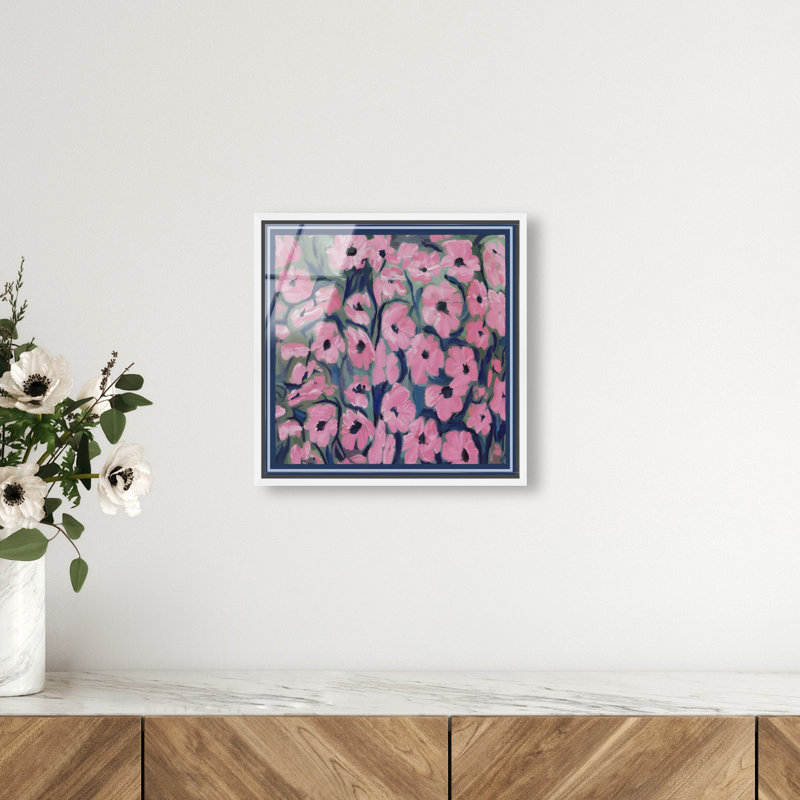 Night Blooms Acrylic Painting Print, 13"H x 13"W, White Floater Frame