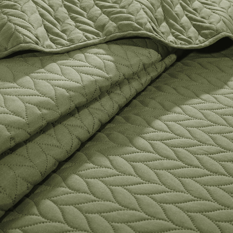 Ensembles de courtepointe en microfibre gaufrée pour grand lit | Couvre-lit de qualité hôtelière, Vert olive