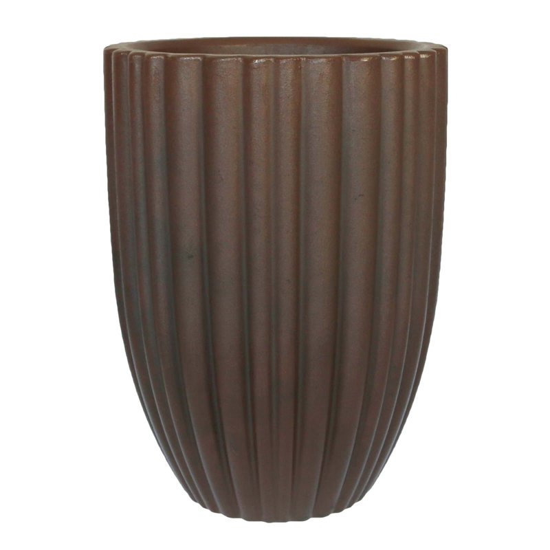 Atene ECOBO EcoFreindly Round Pot Planter, Onda IndoorOutdoor use, Four season Use, Brown, 21.3" H x 16.5" W x 16.5" D