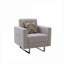 Chaise avec accoudoirs en lin neutre beige, siège d'appoint pour la maison, conception capitonnée classique avec poches latérales