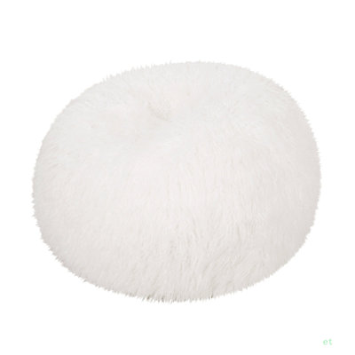 Mandana 3 Foot Rounded Faux Fur Bean Bag, White