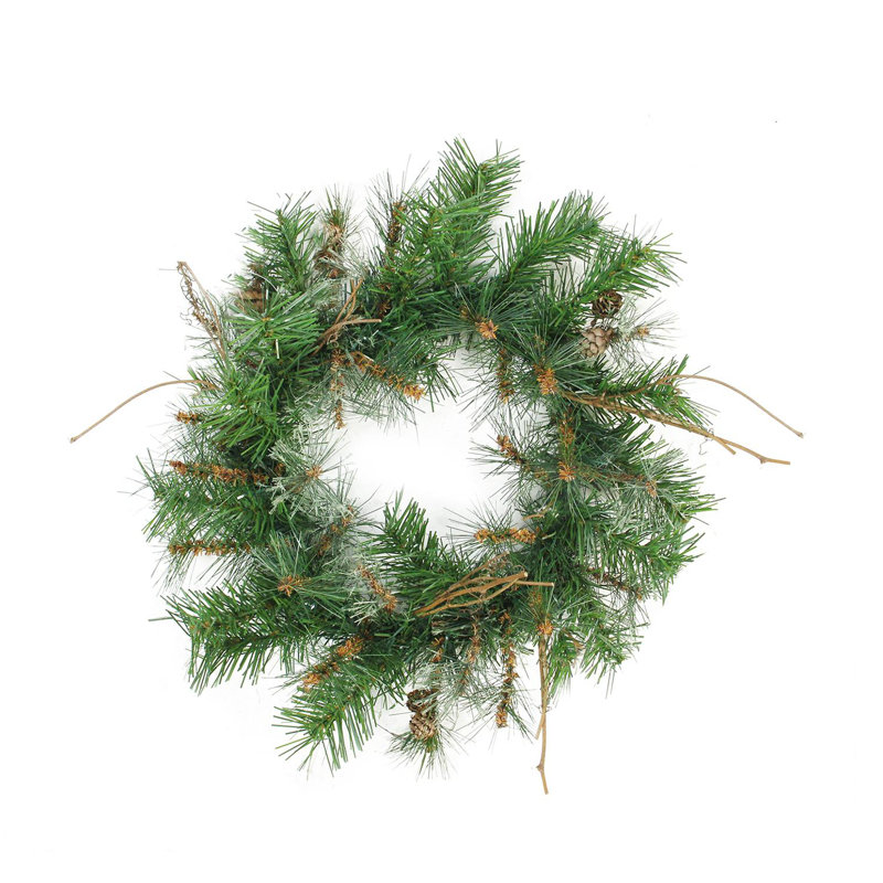 24" Green Pine and Grapevine Christmas Wreath