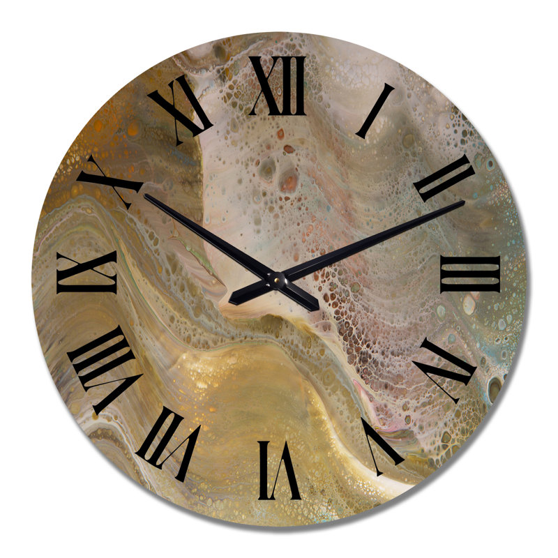 Horloge murale moderne en marbre brun et gris, Grand