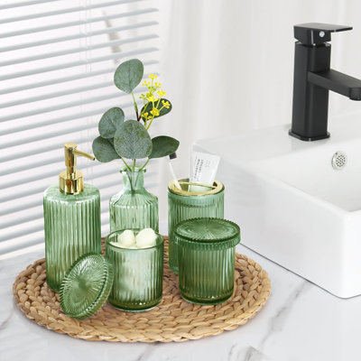 Green Bathroom Accessories 5 Pcs