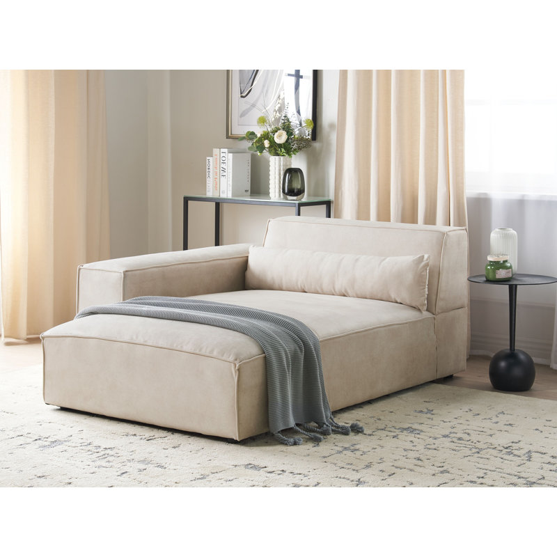 Netanya Upholstered Chaise Lounge, Left Hand Facing, Beige Velvet