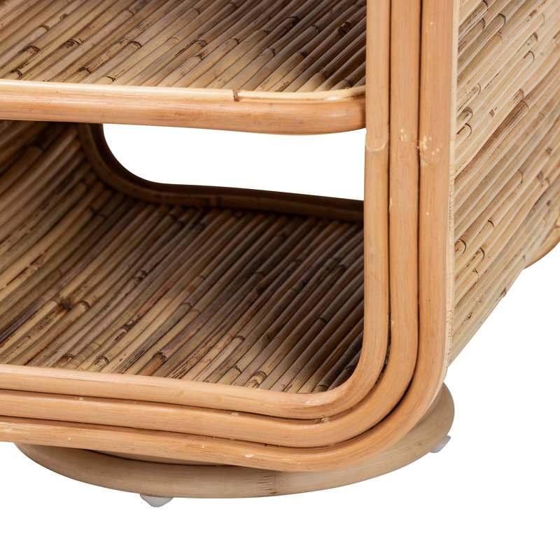 Table de chevet bohémienne en rotin naturel