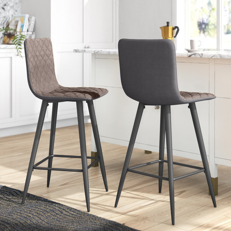 Agda Upholstered Counter Stool with Metal Frame, Brown