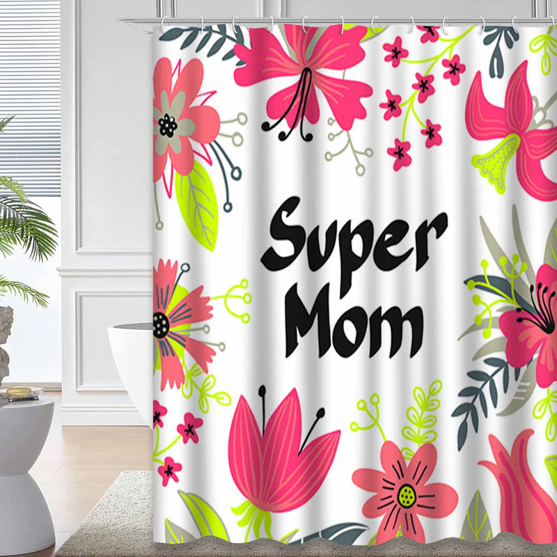 Rideau de douche avec 12 crochets Super Mom Mother's Day, L 72 po x l 72 po