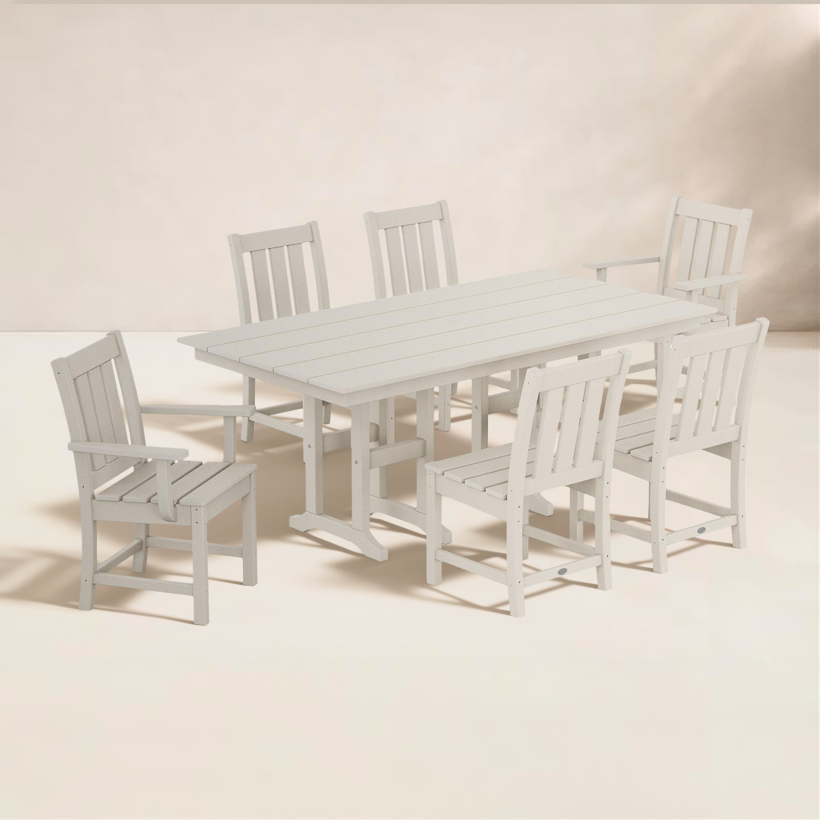 POLYWOOD® Oxford 72" Patio Dining Set, Sand