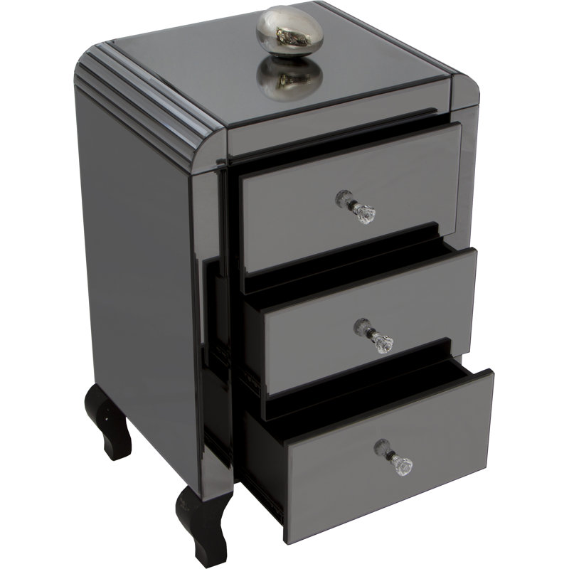 44cm W Bedside Table, Silver