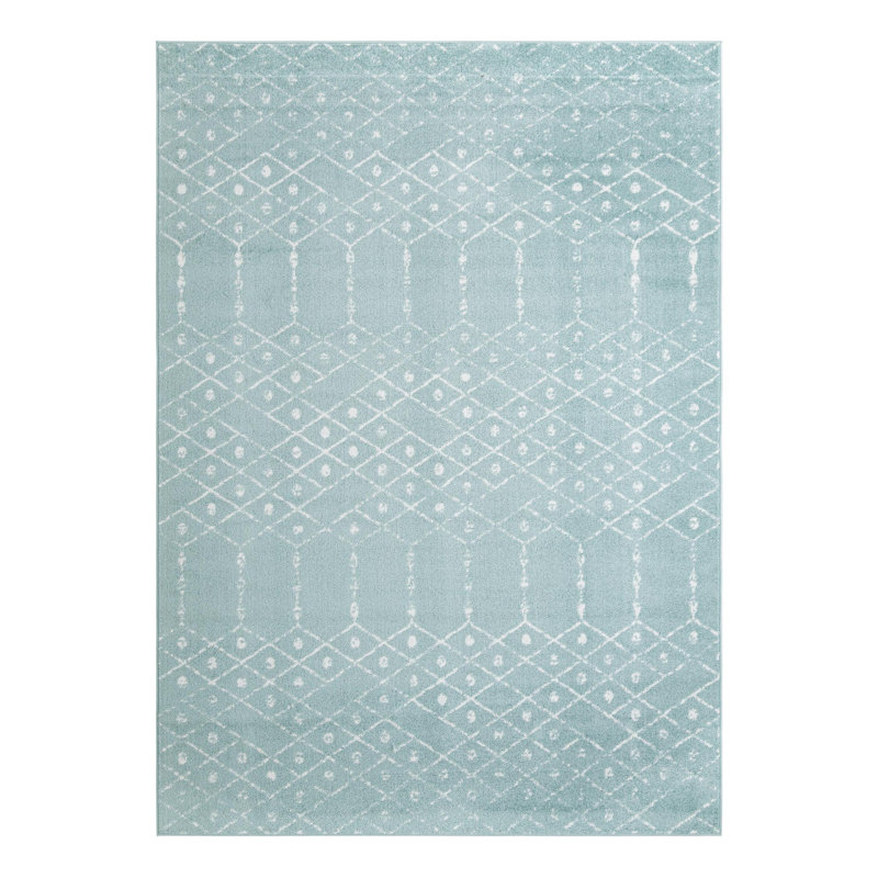 Sierra Geometric Aqua Area Rug, Rectangle 7'1" x 11', Aqua