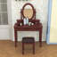 Meuble-lavabo 5 tiroirs avec miroir et tabouret rembourré-1061647577