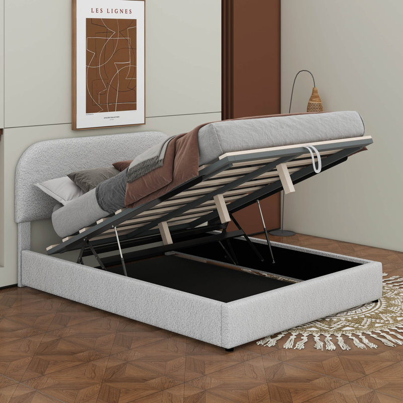 Lit plateforme tapissier Teddy, Lit double