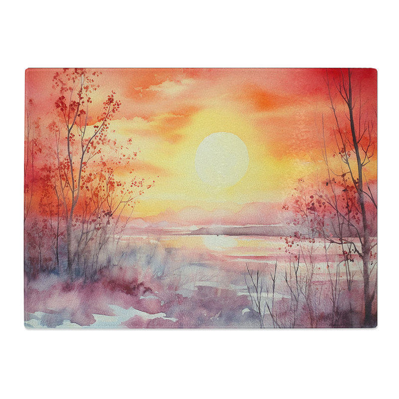Sunrise Watercolour No.2  Glass Chopping Board