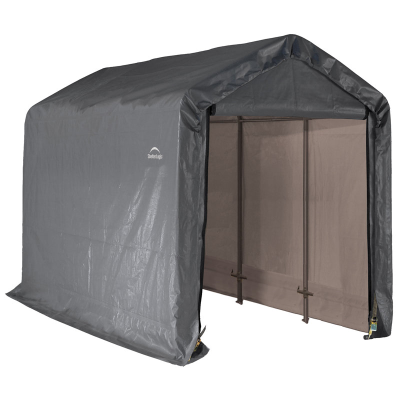 6' x 12' x 8' Gray Steel Portable Shed with Windows