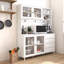 Grande armoire huche de cuisine l 63 po, armoire de rangement autoportante avec 4 portes, 4 tiroirs et tablette à micro-ondes-1236127026