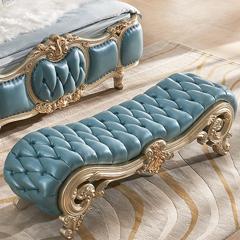 Banc rembourré en cuir véritable