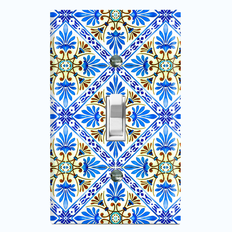 Plaque murale à interrupteur à bascule Elegant Tile 1-Gang, Bleu
