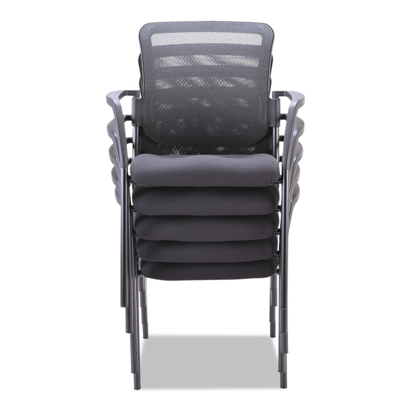 Modern Mesh Guest Stacking Chair with Black Metal Frame