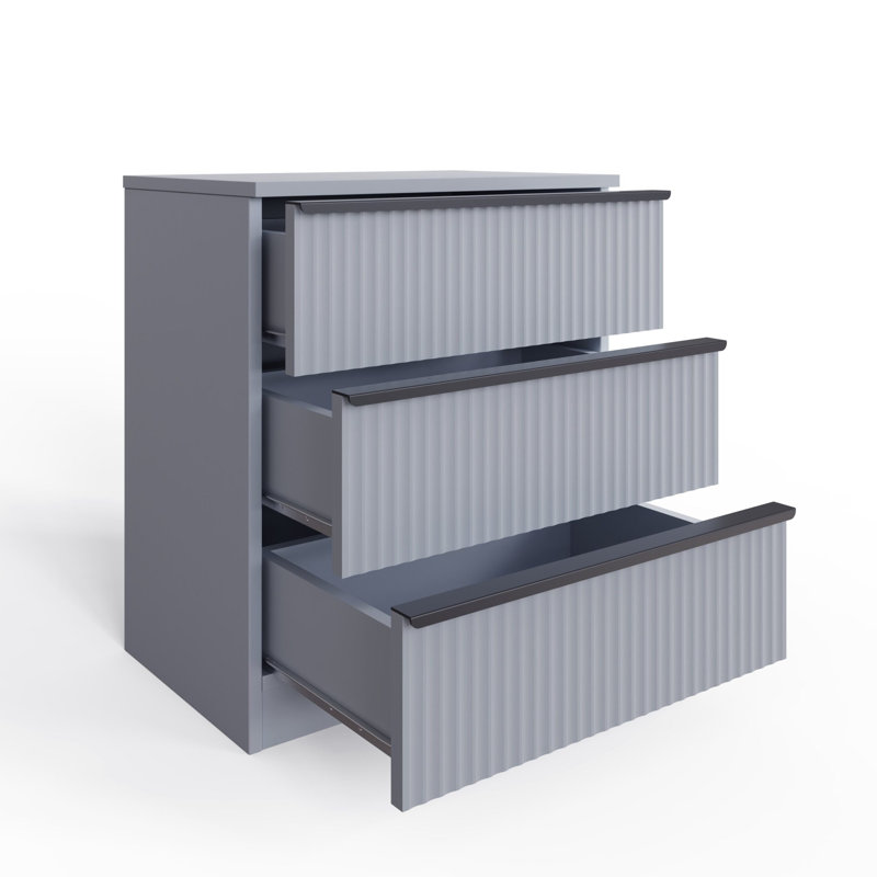 Lania Ripple Ridged 3 Drawer Chest Of Drawers Matt Grey