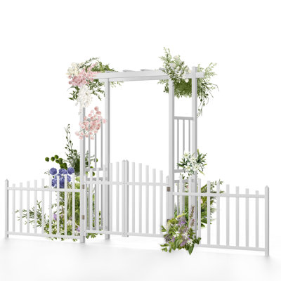 85 po Tonnelle de jardin en PVC avec barrière et clôture