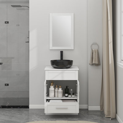 Andoro 24'' Single Bathroom Vanity with Manufactured Wood Top