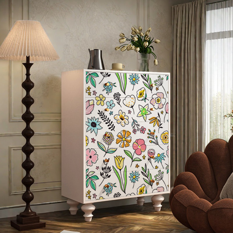 Table de chevet d'appoint 5 tiroirs Painted