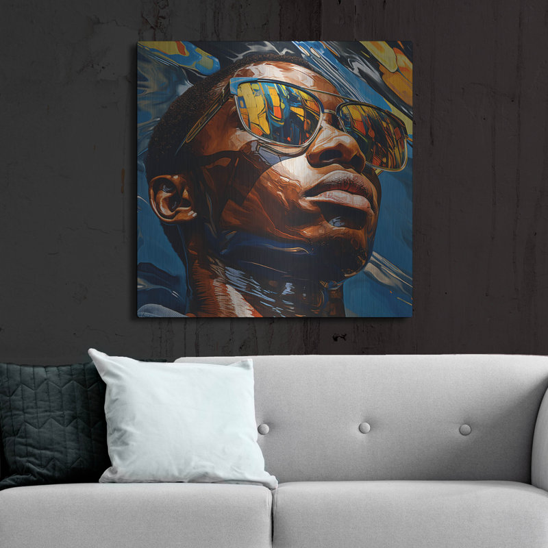Art mural en métal luxueux «Vibrant Reflections Portrait» par r3darch0n, H 36 po x l 36 po