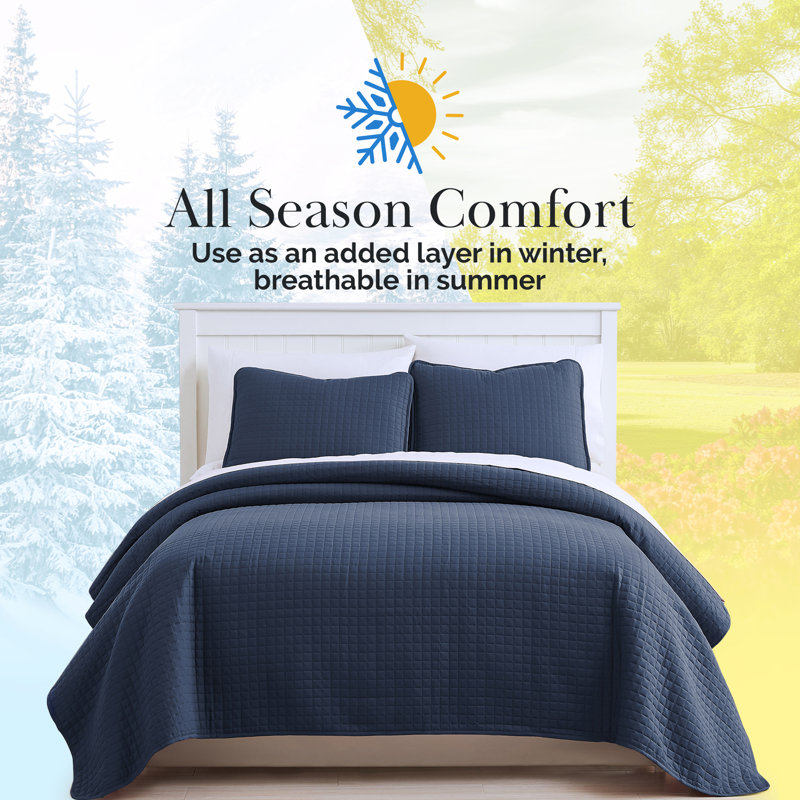 Ensemble de courtepointe surdimensionnée Southwest Fine Linens, Courtepointe simple / simple TG + 1 taie décorati, Bleu foncé