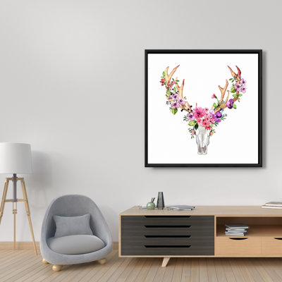" Deer Skull With Flowers "