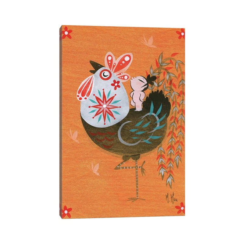 Folk Blessings - Rooster Call by Martin Hsu - Wrapped Canvas Gallery-Wrapped Canvas Giclée, 20.32 cm H x 30.48 cm W