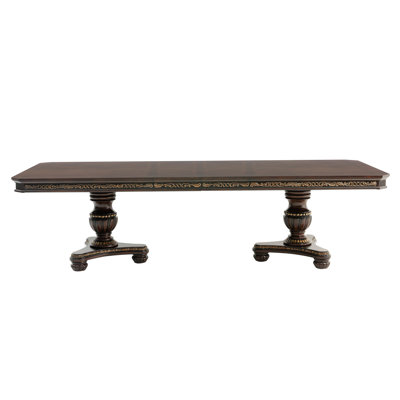 Royal Dining Furniture 1Pc Extendable Dining Table With 2X Leaves With Tipping Elegant Design Formal Traditional Double Pedestal